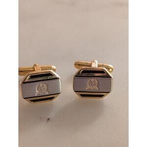Vintage Christian Dior Cufflinks Gold Silver Two Tone Logo Cuff Links Cd Emblem